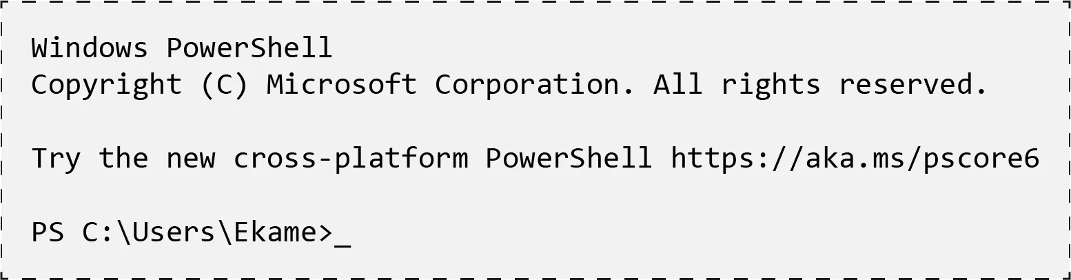 Tampilan PowerShell