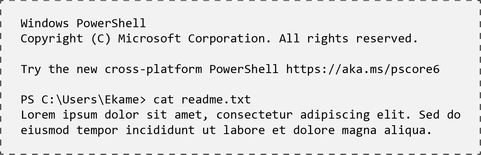 cat Command di PowerShell