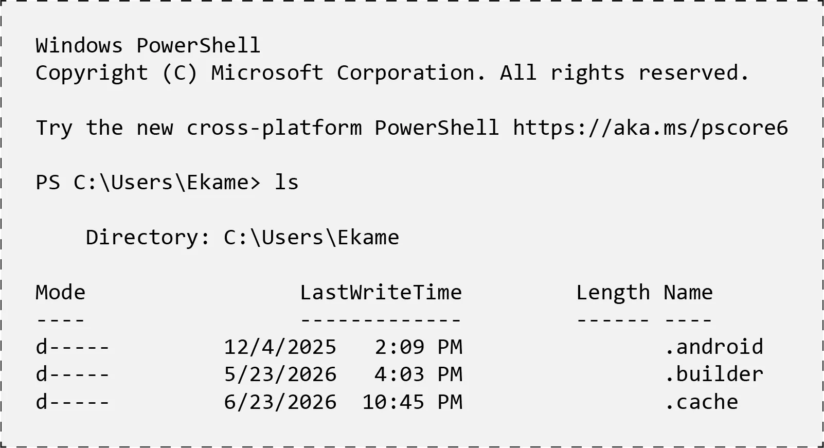 ls di PowerShell